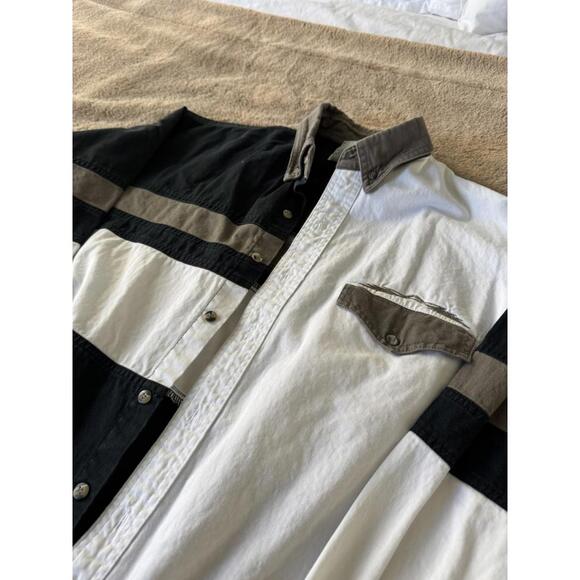 Express Rider Color Block Button-Up Shirt - Picture 2 of 4